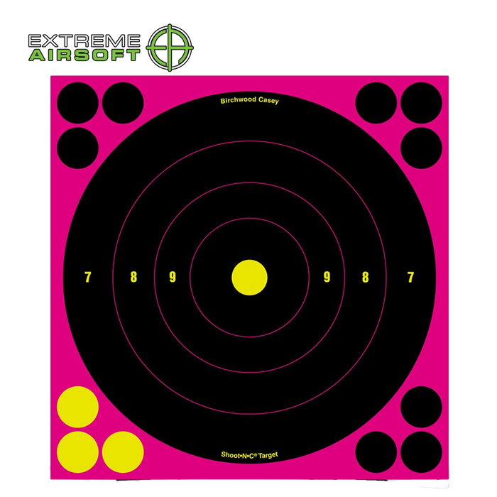 SHOOT•N•C® 8 INCH PINK BULL'S-EYE, 30 TARGETS - 360 PASTERS