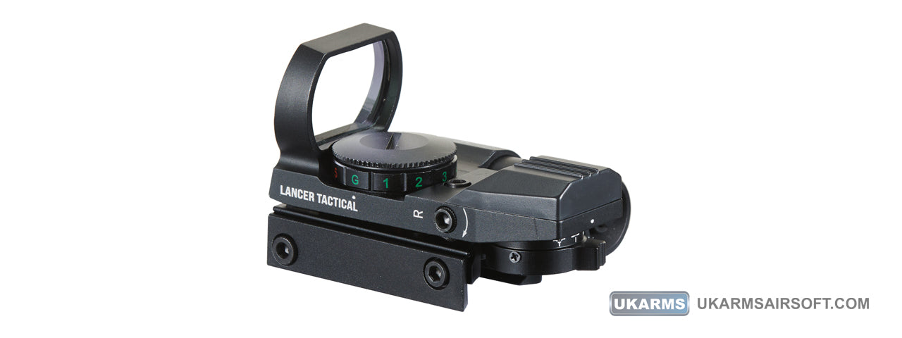 Lancer Tactical 4-Reticle Red/Green Dot Reflect Sight with Green Laser