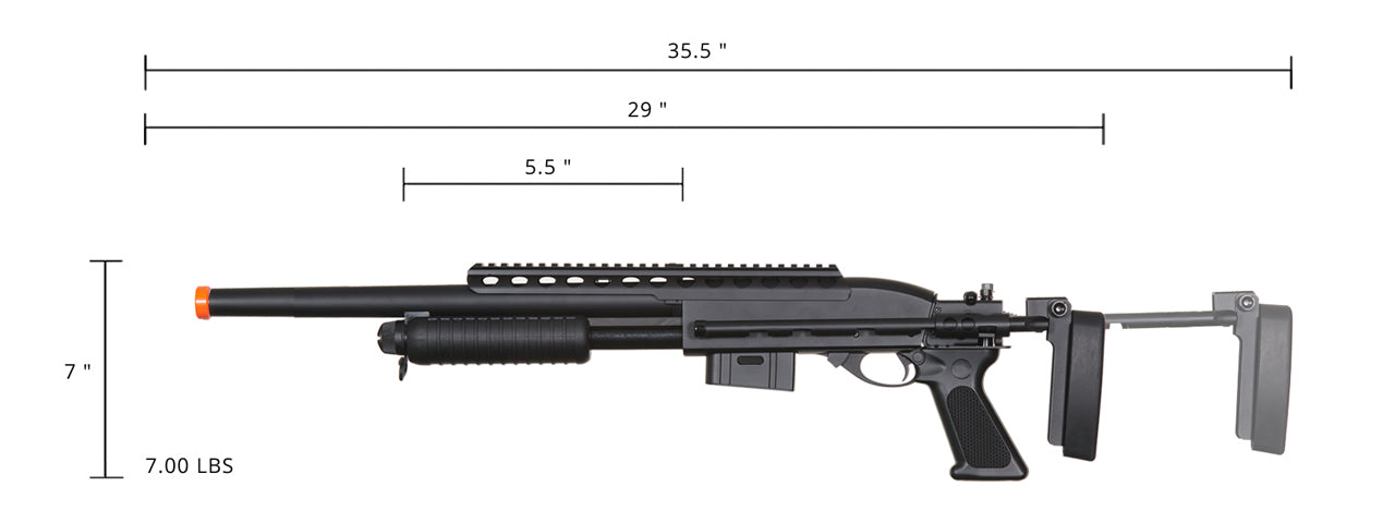 Atlas Custom Works Bravo Full Metal M870 Tactical Tac Shot Airsoft Shotgun