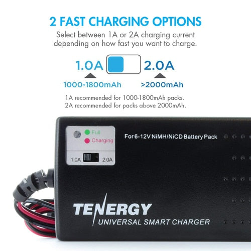 Tenergy Smart Universal Charger for NiMH/NiCd Battery Packs: 6V - 12V (UL)