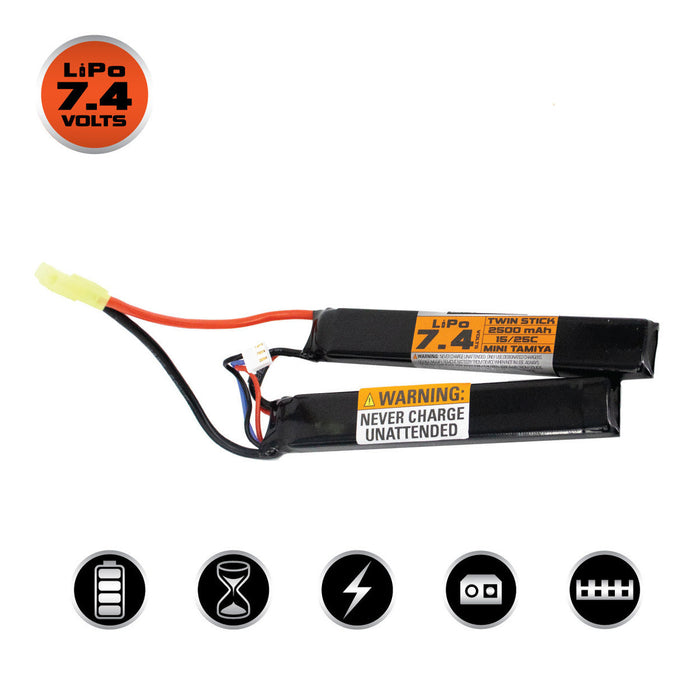 Valken Lipo 7.4v 2500mAh 15/25C Split