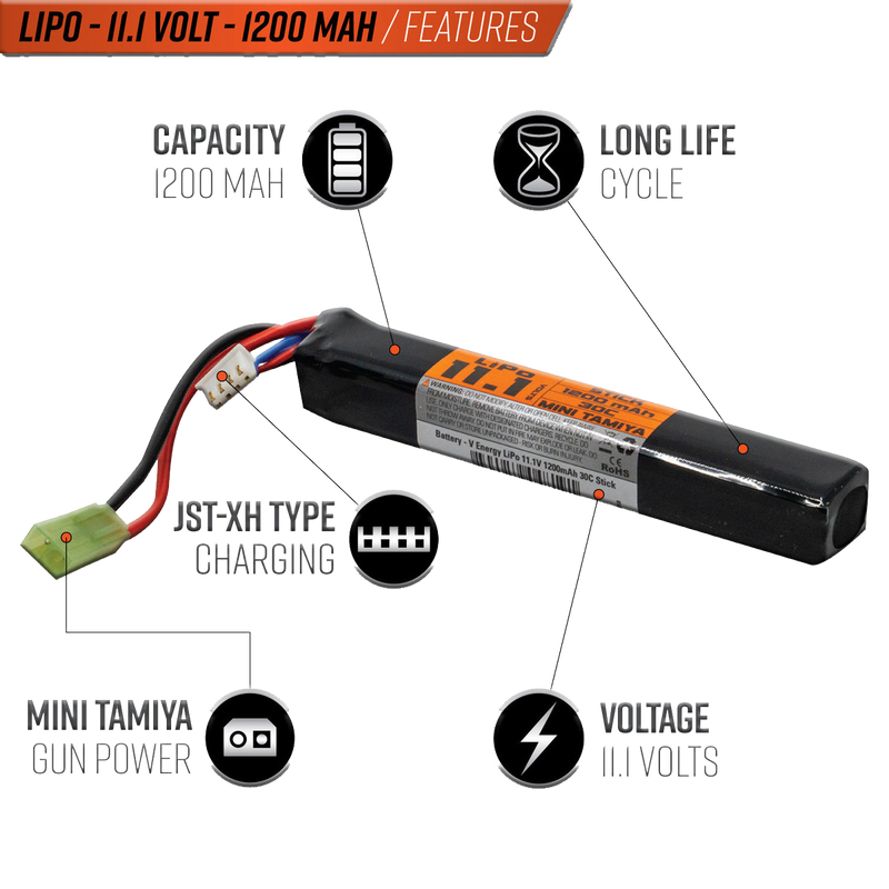 Valken 11.1V LiPo 1200mAh 30C Stick Battery (Mini Tamiya)