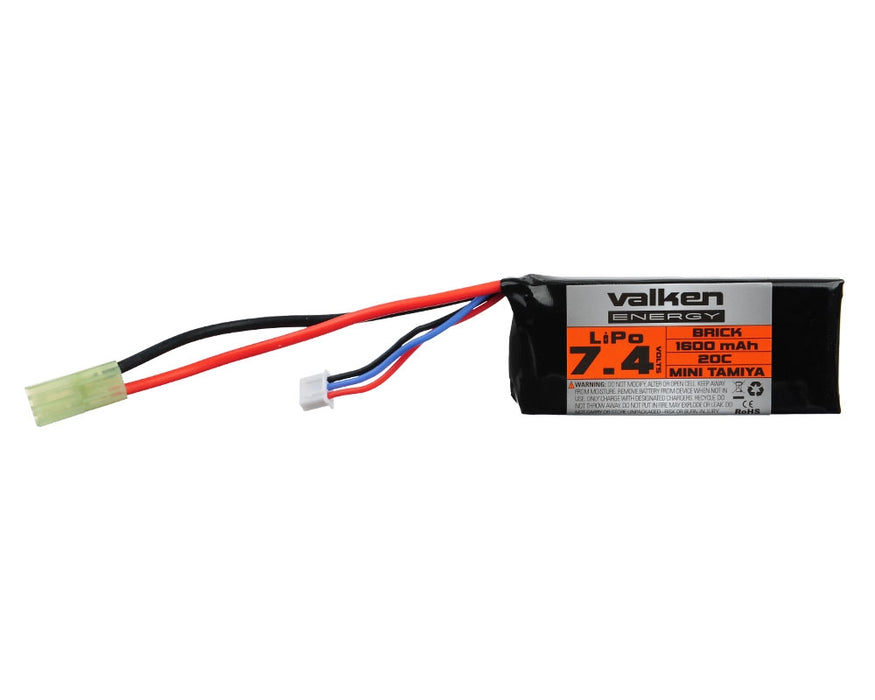 Valken LiPo 7.4v 1600mAh 30C Brick Airsoft Battery (Small Tamiya)