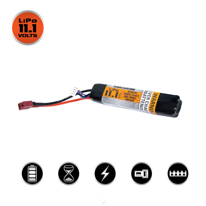 Valken 11.1 Lipo 1450mAh 30/50C Stick Battery