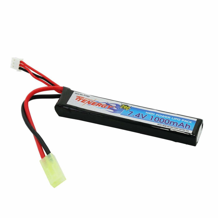 Tenergy Airsoft Li-Po 7.4V 1000mAh Stick Battery Pack w/ Mini Tamiya Connector