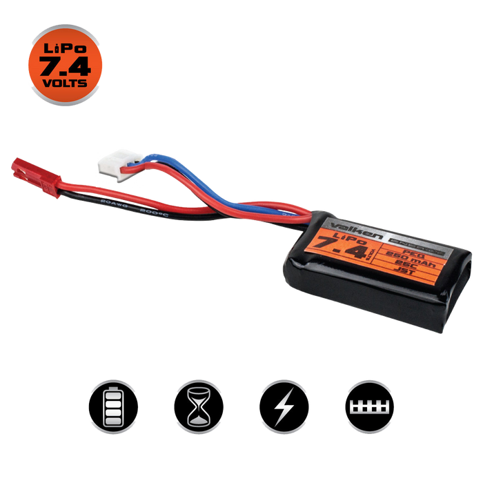 Valken 7.4 250mAh 25C PEQ Lipo Battery