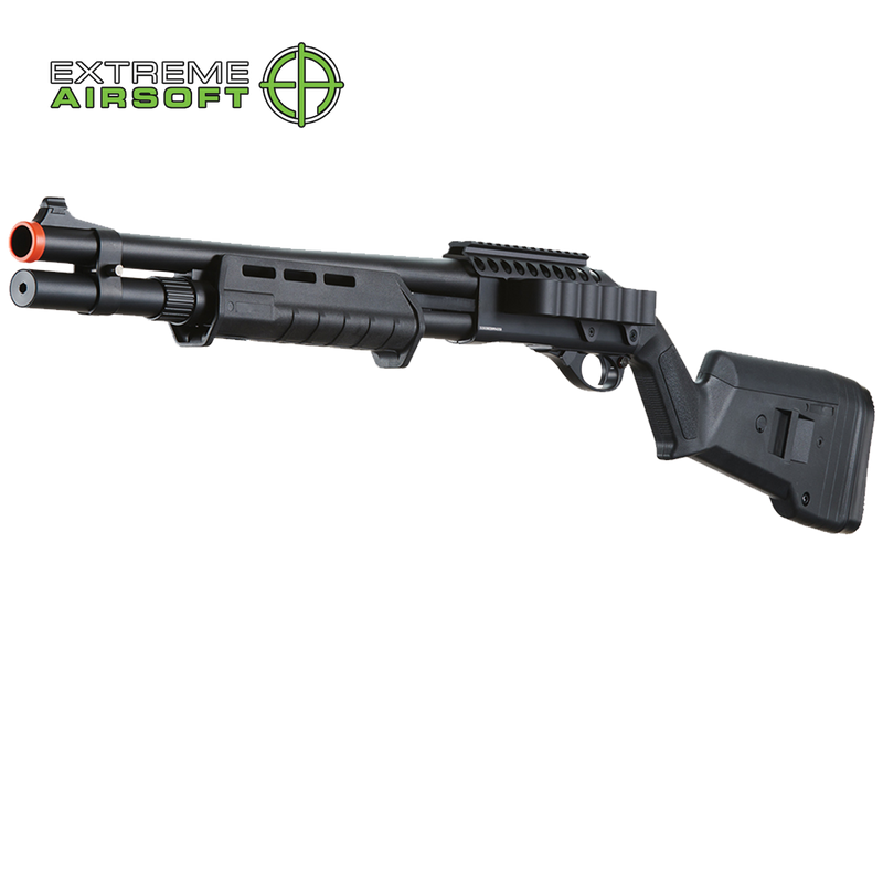 Golden Eagle Airsoft M870 MP M-LOK Style 3/6-Shot Pump Action Gas Shotgun - Black with Shell Holder