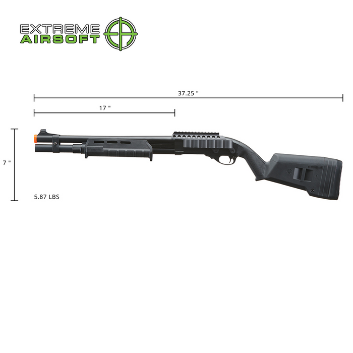 Golden Eagle Airsoft M870 MP M-LOK Style 3/6-Shot Pump Action Gas Shotgun - Black with Shell Holder