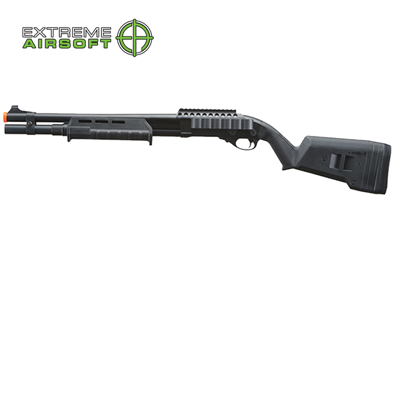 Golden Eagle Airsoft M870 MP M-LOK Style 3/6-Shot Pump Action Gas Shotgun - Black with Shell Holder