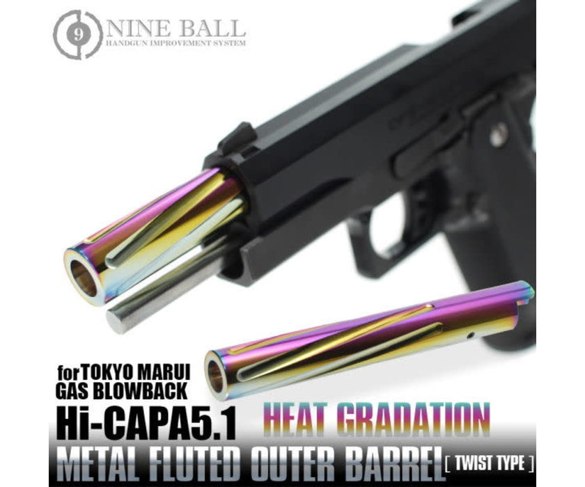 Nine Ball "Fixed" Aluminum Heat Gradation Fluted Outer Barrel for Hi-Capa 5.1