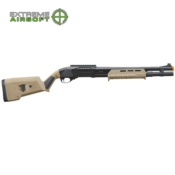 Golden Eagle Airsoft M870 MP M-LOK Style 3/6-Shot Pump Action Gas Shotgun - Tan with Shell Holder