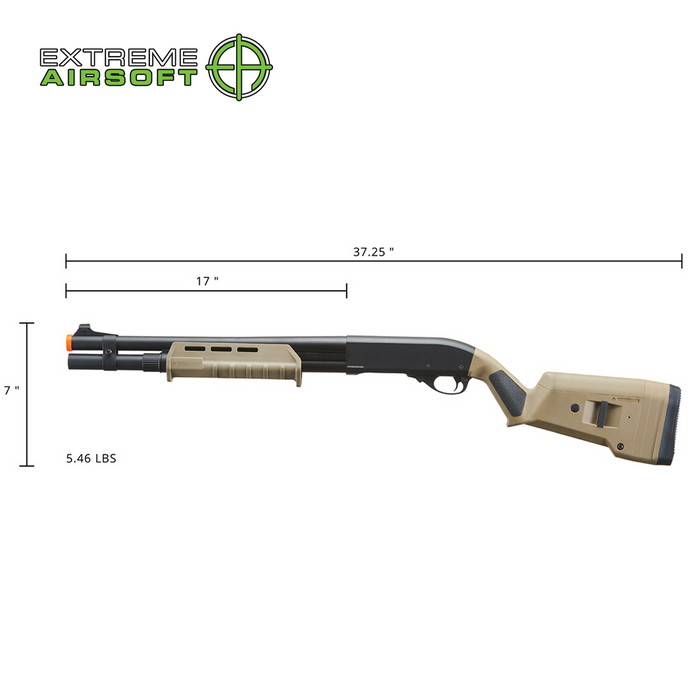 Golden Eagle Airsoft M870 MP M-LOK Style 3/6-Shot Pump Action Gas Shotgun - Tan